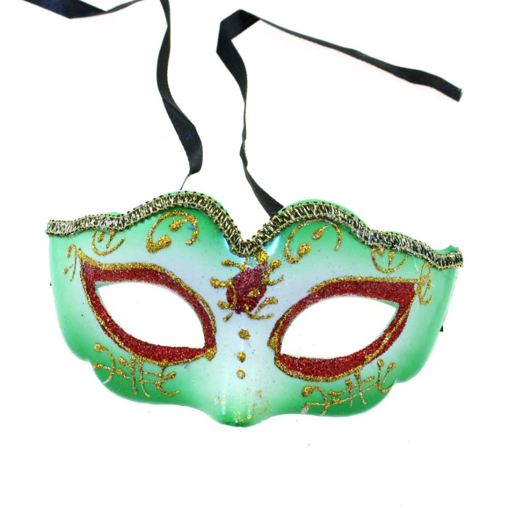 Zac's Alter Ego - Classic Venetian Tri-Tone Glitter Masquerade Maske - Grün